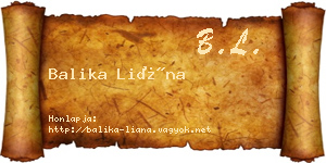 Balika Liána névjegykártya